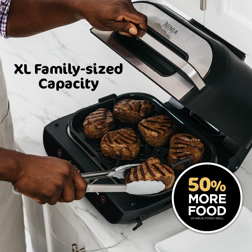 Ninja Foodi Smart 6-in-1 Indoor Grill & Air Fryer, 4 Qt, Black/Grey, FG551