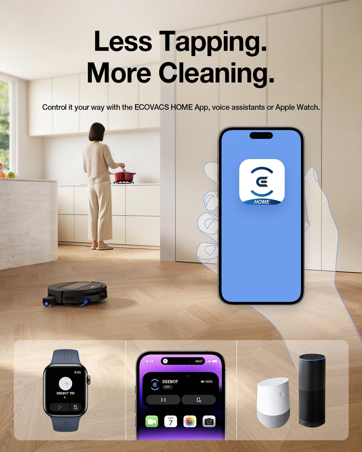 ECOVACS DEEBOT T90 MAX Plus Robot Vacuum with OZMO Roller 3.0, 40000Pa