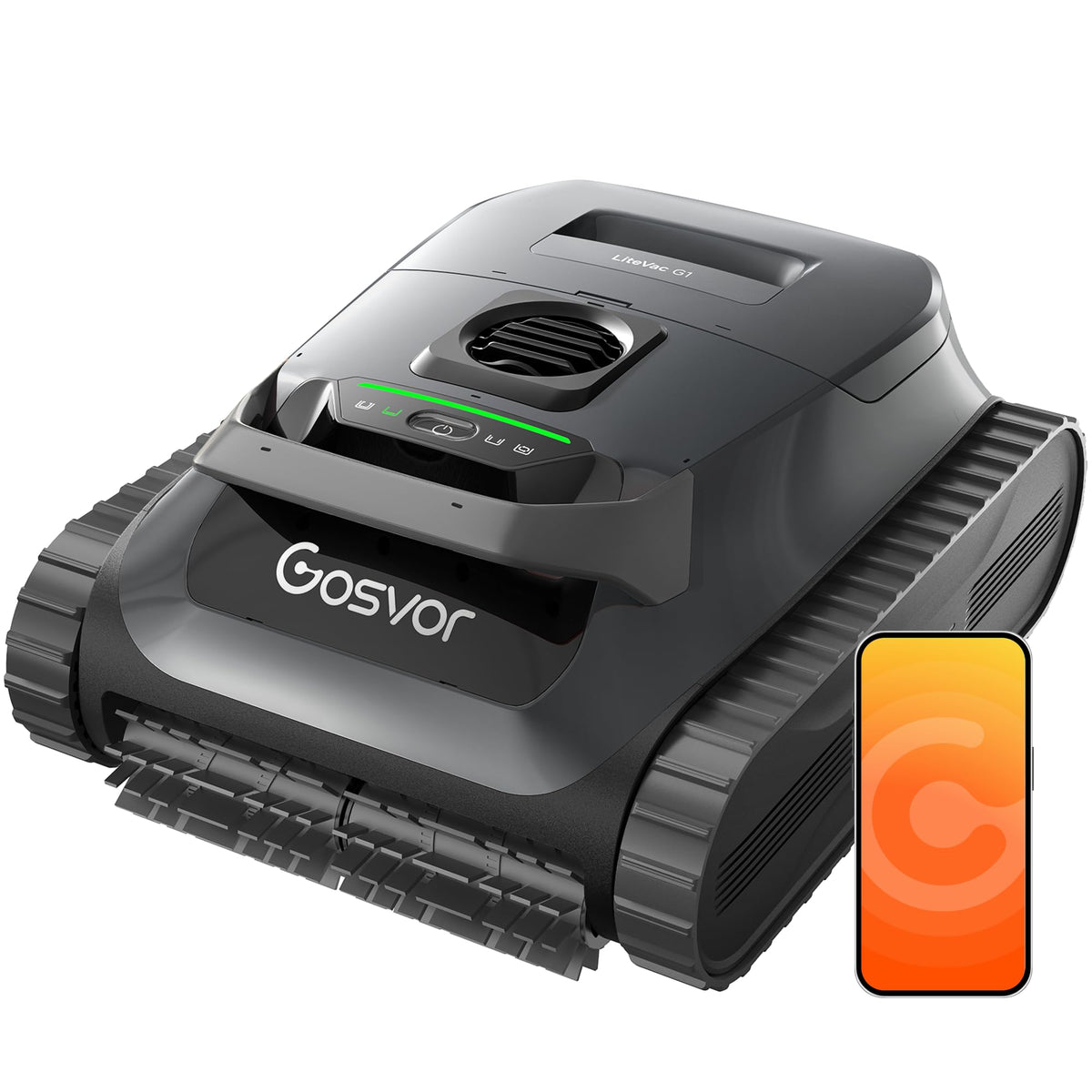 (2026 Upgrade) Gosvor Pool Vacuum LiteVac G1, Wall & Waterline & Shallow Area Cleaning, Up to 200-Min Runtime, Ultra-fine Filter, 15.2 lbs, Smart Navigation & App, for Pools up to 2153 sq.ft, Gray