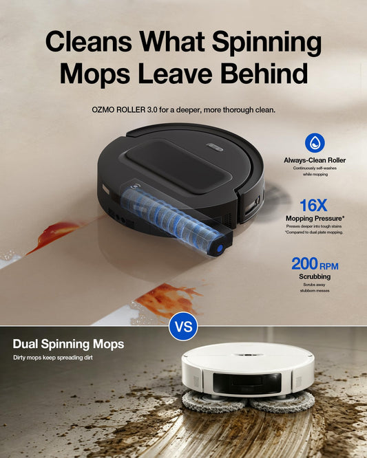 ECOVACS DEEBOT T90 MAX Plus Robot Vacuum with OZMO Roller 3.0, 40000Pa