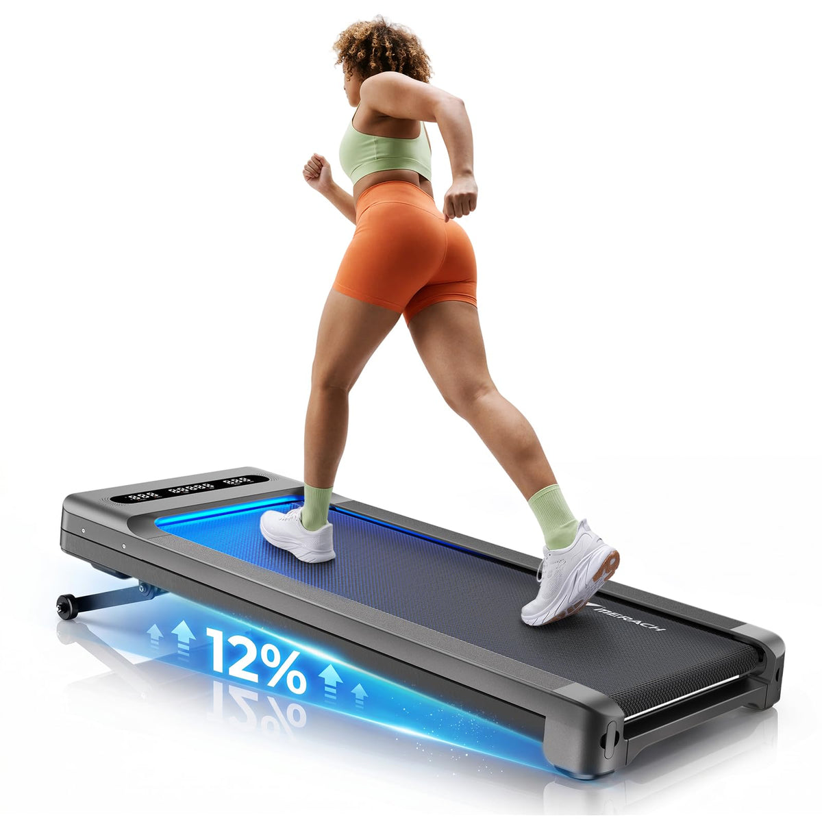 MERACH UltraWalk W60 Walking Pad Treadmill with 12 Auto Incline, Under Desk Walking Pad Max400lb Capacity, Max3.5HP Heavy Duty Walking Pad With Incline for Tall People With BT Speaker, RGB Light & APP