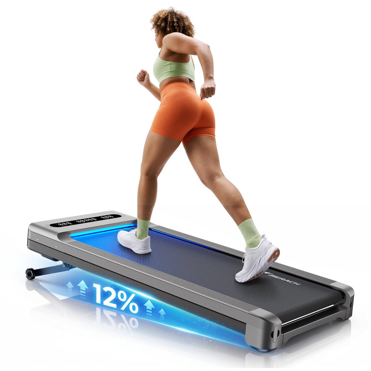 MERACH UltraWalk W60 Walking Pad Treadmill with 12Auto Incline, Under Desk Walking Pad Max400lb Capacity, Max3.5HP Heavy Duty Walking Pad with Incline for Tall People with BT Speaker, RGB Light & APP