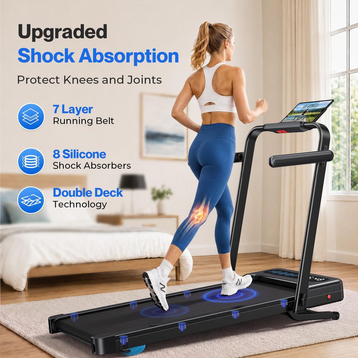 Cardirun Walking Pad with 12% Auto Incline & Handle Bar, Foldable Treadmill
