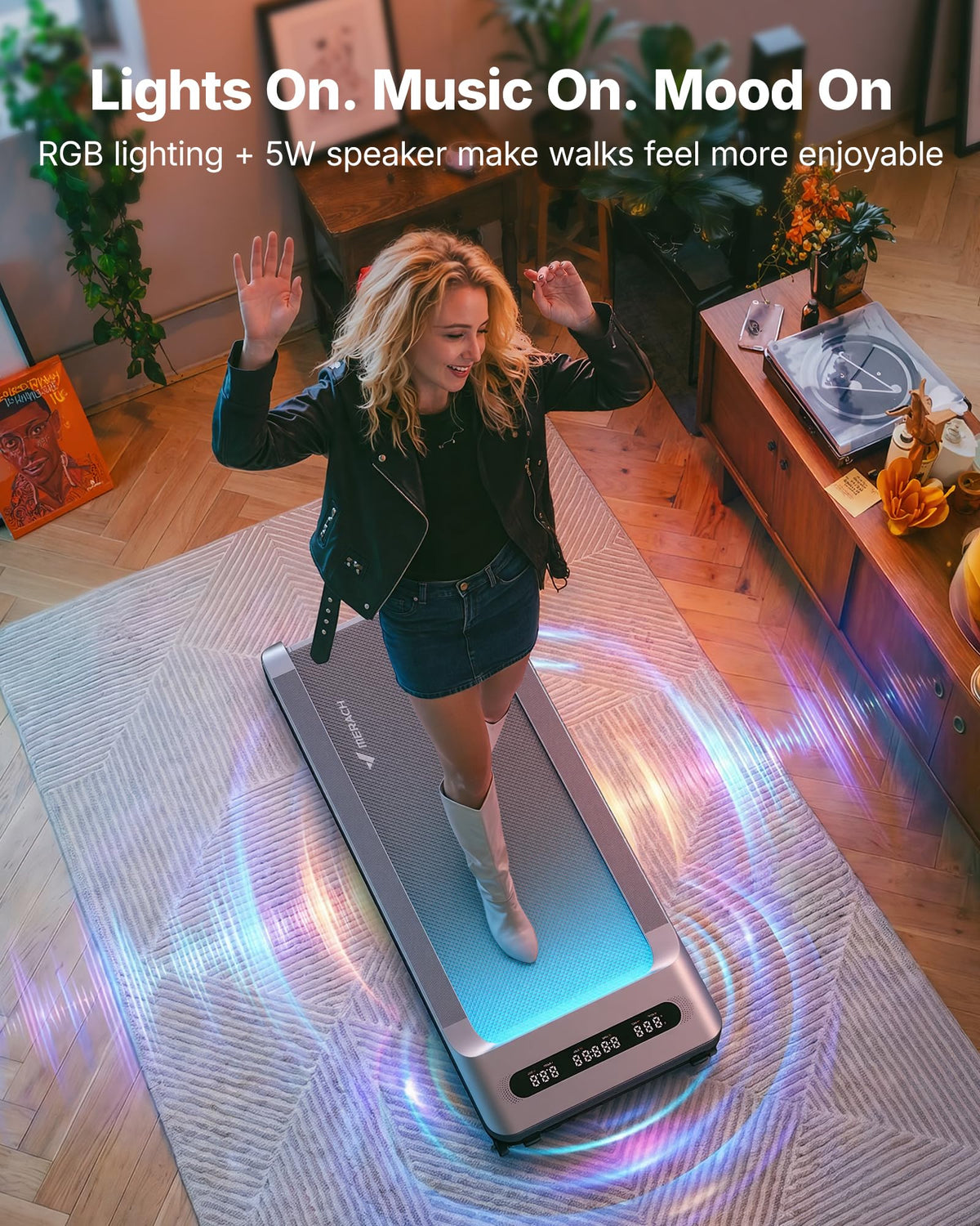 MERACH UltraWalk W60 Walking Pad Treadmill with 12Auto Incline, Under Desk Walking Pad Max400lb Capacity, Max3.5HP Heavy Duty Walking Pad with Incline for Tall People with BT Speaker, RGB Light & APP
