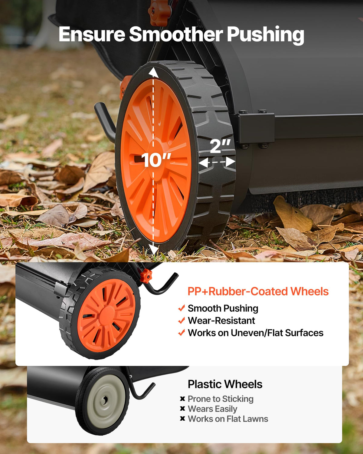 VEVOR Push Lawn Sweeper 30 in Leaf & Grass Collector 12 cu. ft. Hopper Bag