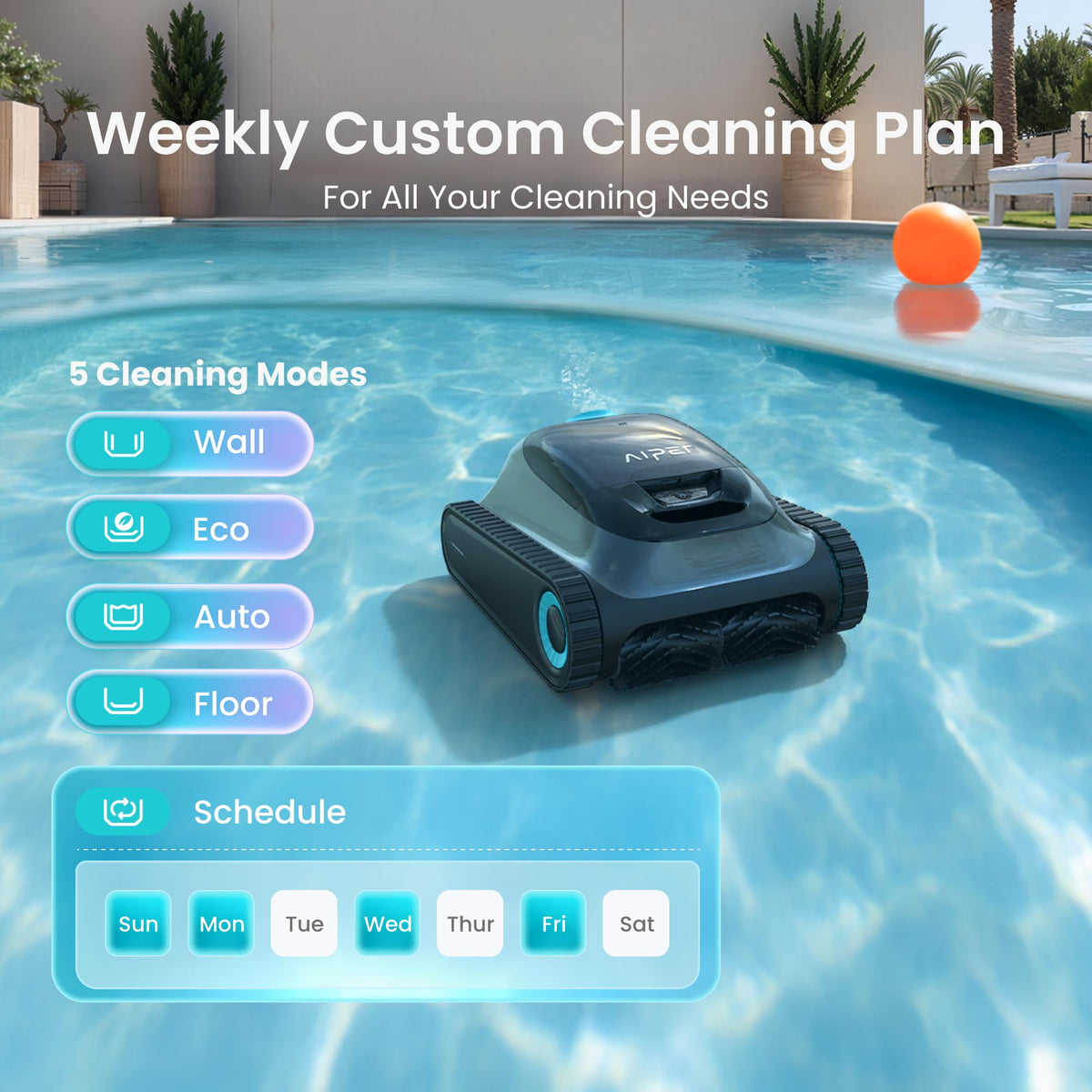 Aiper Scuba S1 2026 Robotic Pool Cleaner,Floor/Wall/Waterline/Shallow Area Cleaning, Double Filtration, Adaptive Navigation, High-Precision Sensors, App Support-Teal