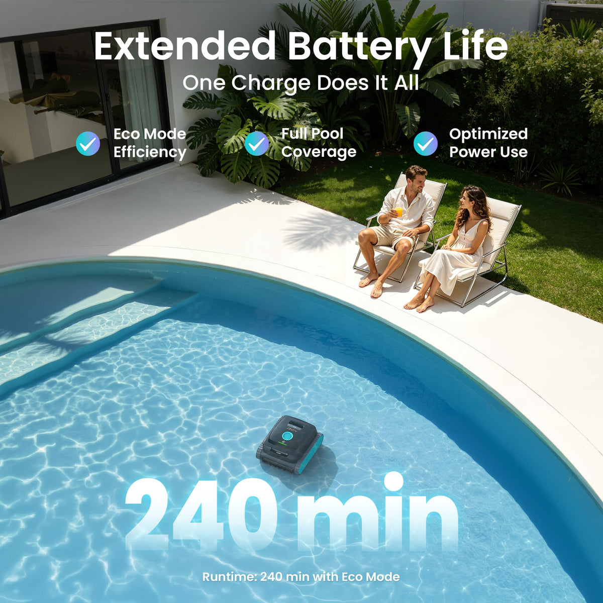Aiper Scuba S3 Robotic Pool Cleaner with Auto-Parking & Alerts, Azure