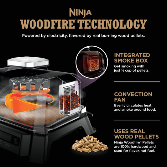 Ninja Woodfire Outdoor Grill & Smoker, 3-in-1 BBQ, Bake & Roast, OG301