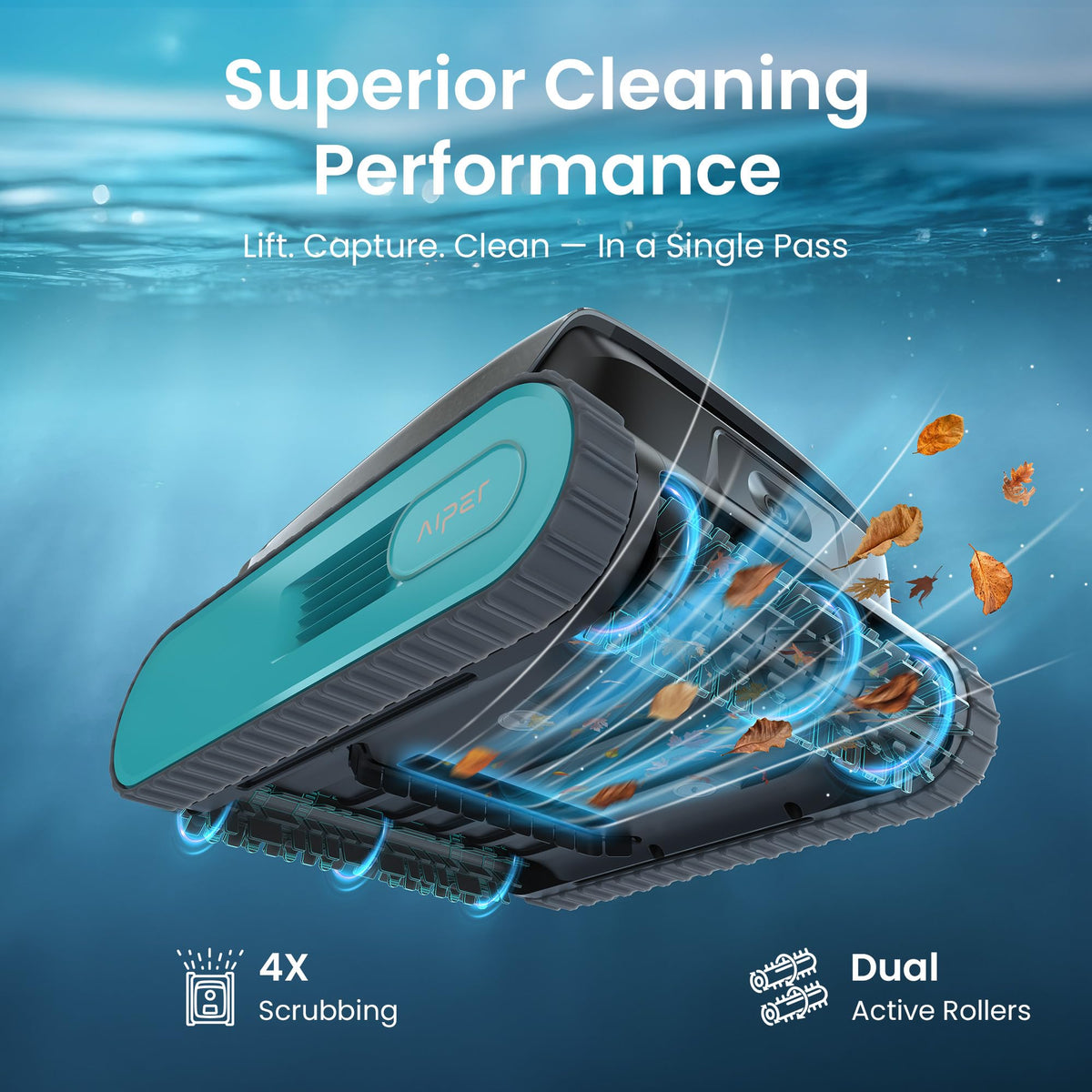 Aiper Scuba S3 Robotic Pool Cleaner with Auto-Parking & Alerts, Azure