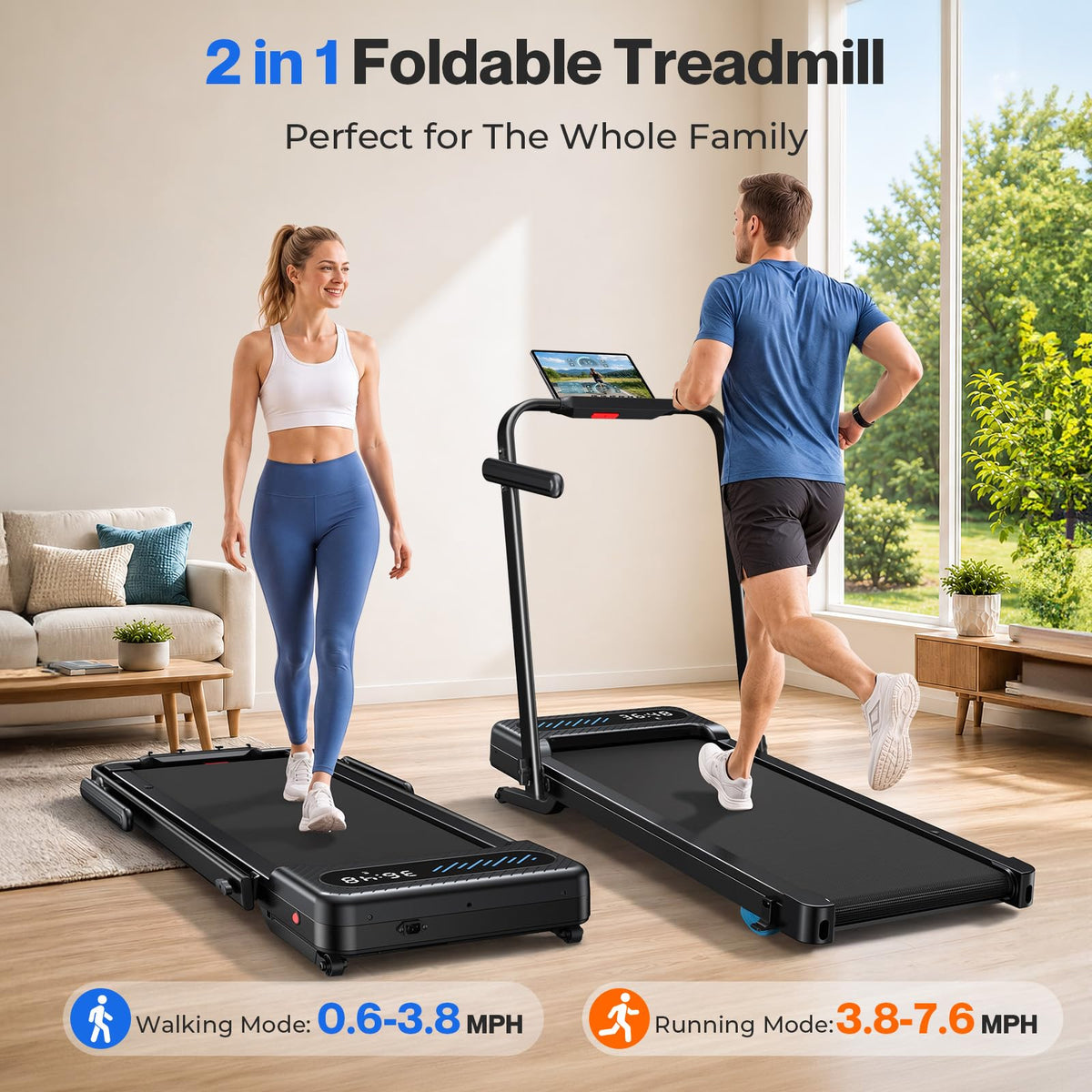 Cardirun Walking Pad with 12% Auto Incline & Handle Bar, Foldable Treadmill