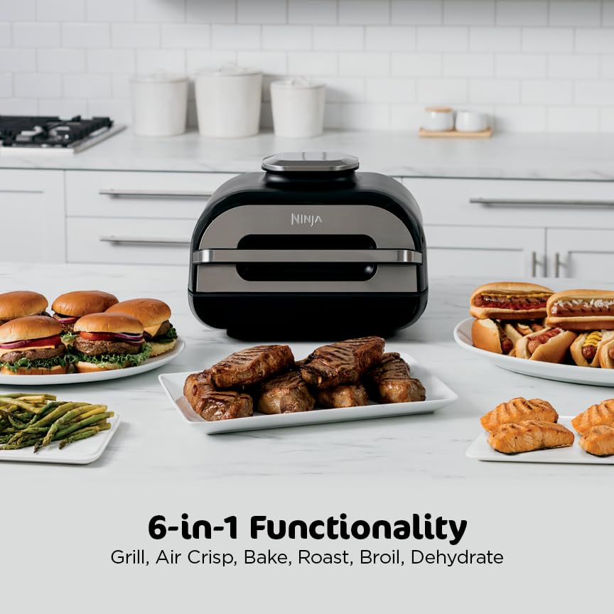 Ninja Foodi Smart 6-in-1 Indoor Grill & Air Fryer, 4 Qt, Black/Grey, FG551