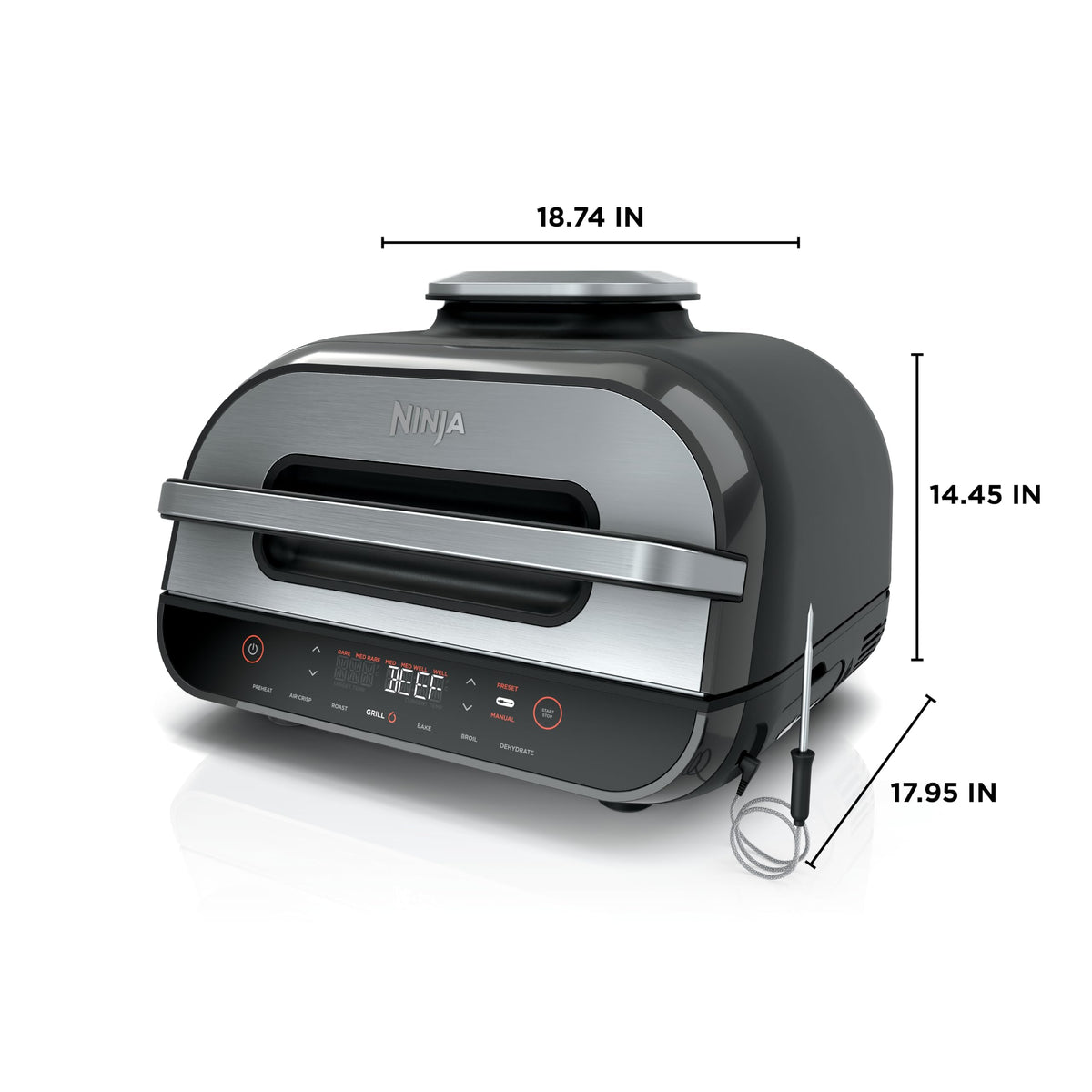 Ninja Foodi Smart 6-in-1 Indoor Grill & Air Fryer, 4 Qt, Black/Grey, FG551