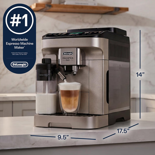 De'Longhi Magnifica Duo Automatic Espresso Machine, Milk Frother, Silver