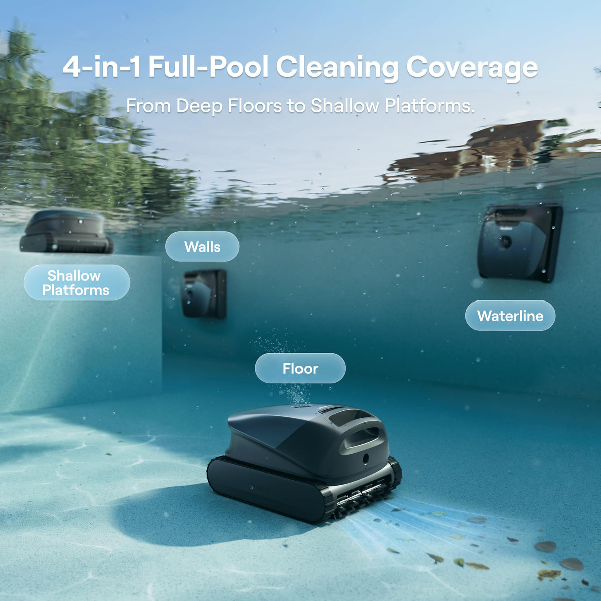 Beatbot Sora 10 Cordless Pool Vacuum Robot for Inground & Above Ground Pools, 6800 GPH Suction, Floor/Wall/Waterline/Shallow Area Cleaning, Waterline Parking, 300 Mins Runtime Royal Blue