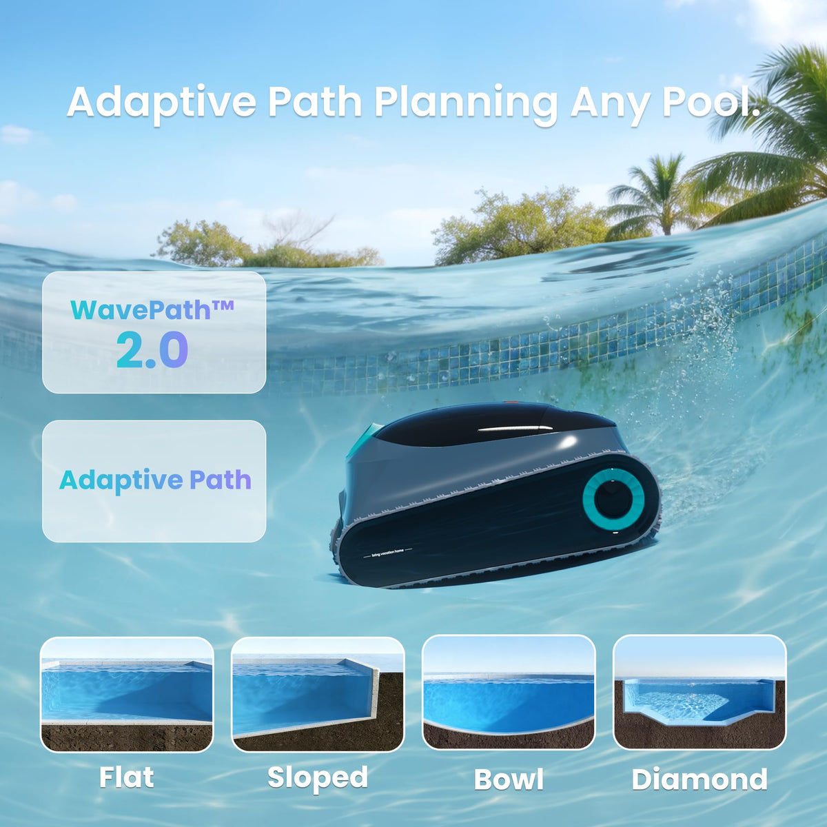 Aiper Scuba S1 2026 Robotic Pool Cleaner,Floor/Wall/Waterline/Shallow Area Cleaning, Double Filtration, Adaptive Navigation, High-Precision Sensors, App Support-Teal