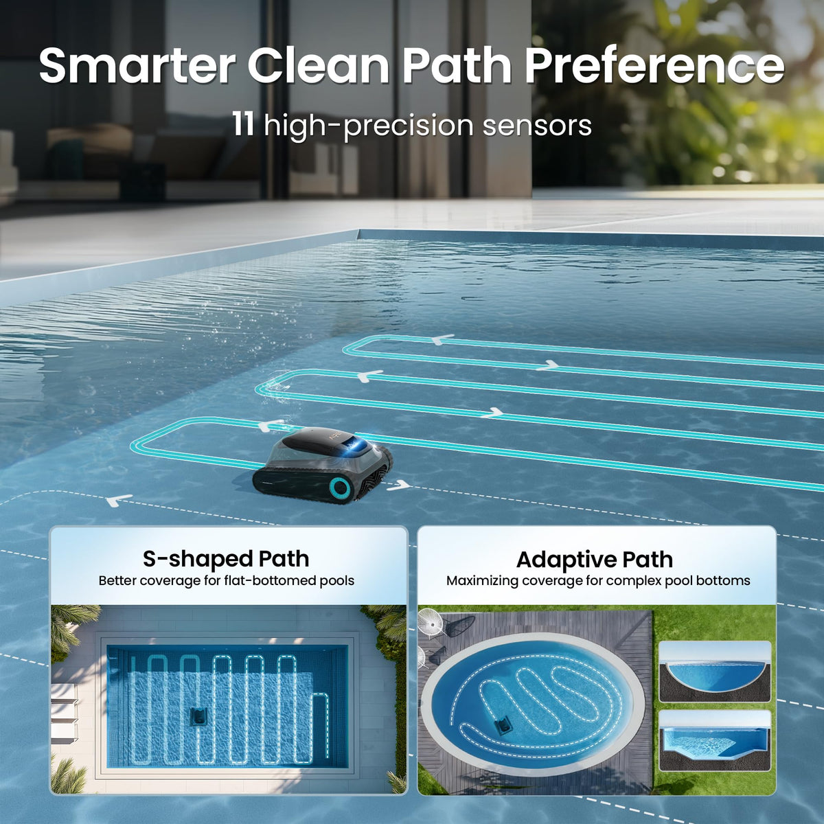 Aiper Scuba S1 2026 Robotic Pool Cleaner,Floor/Wall/Waterline/Shallow Area Cleaning, Double Filtration, Adaptive Navigation, High-Precision Sensors, App Support-Gray