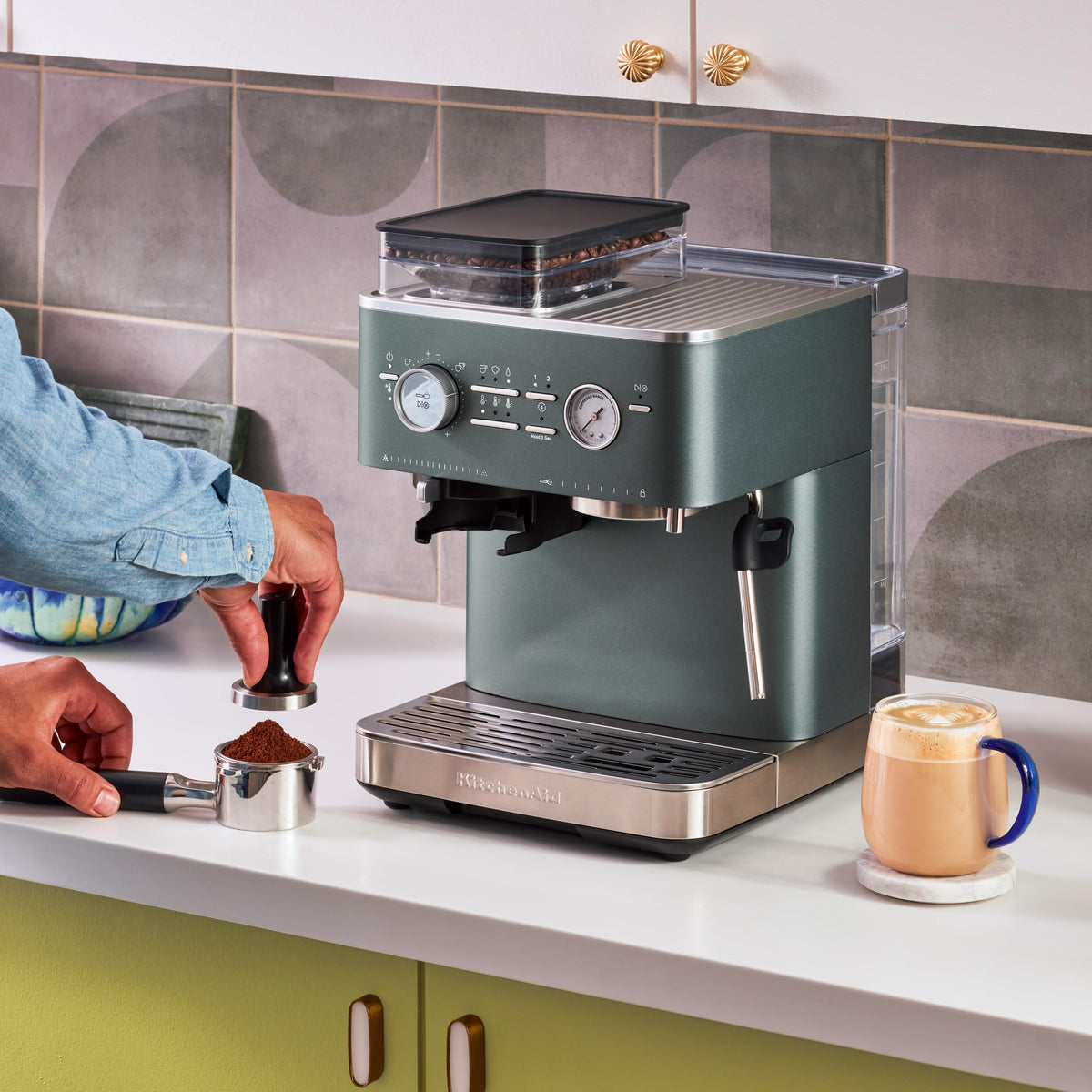 KitchenAid Semi-Auto Espresso Machine, Burr Grinder, 2.5L, Juniper